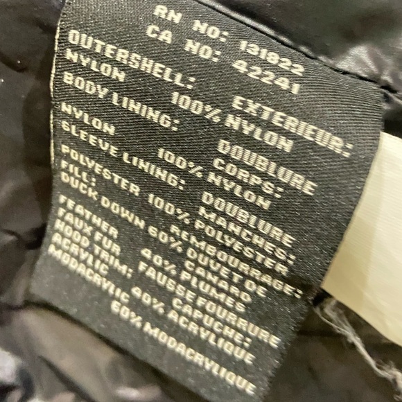 Aqua black puffer zip up jacket detachable faux tan fur trimmed hoodie small - Picture 16 of 16